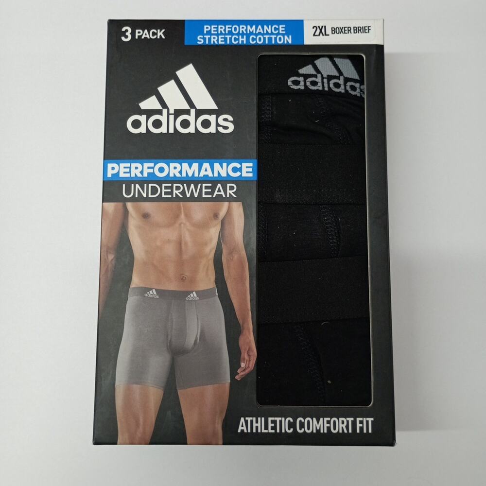 adidas Black Cotton Stretch Men Boxer Briefs 3-Pack Size 2XL‎